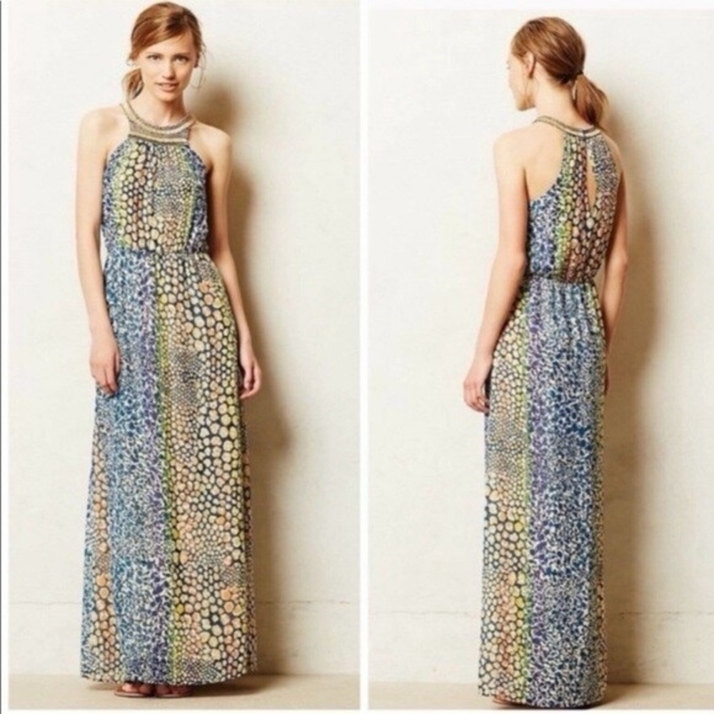 HD in Paris Mayacamas Beaded Halter Multicolor Dress